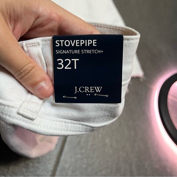 NWT J Crew Factory White Stovepipe Signature Stretch + SZ 32T Raw Hem Jeans - Picture 8 of 11